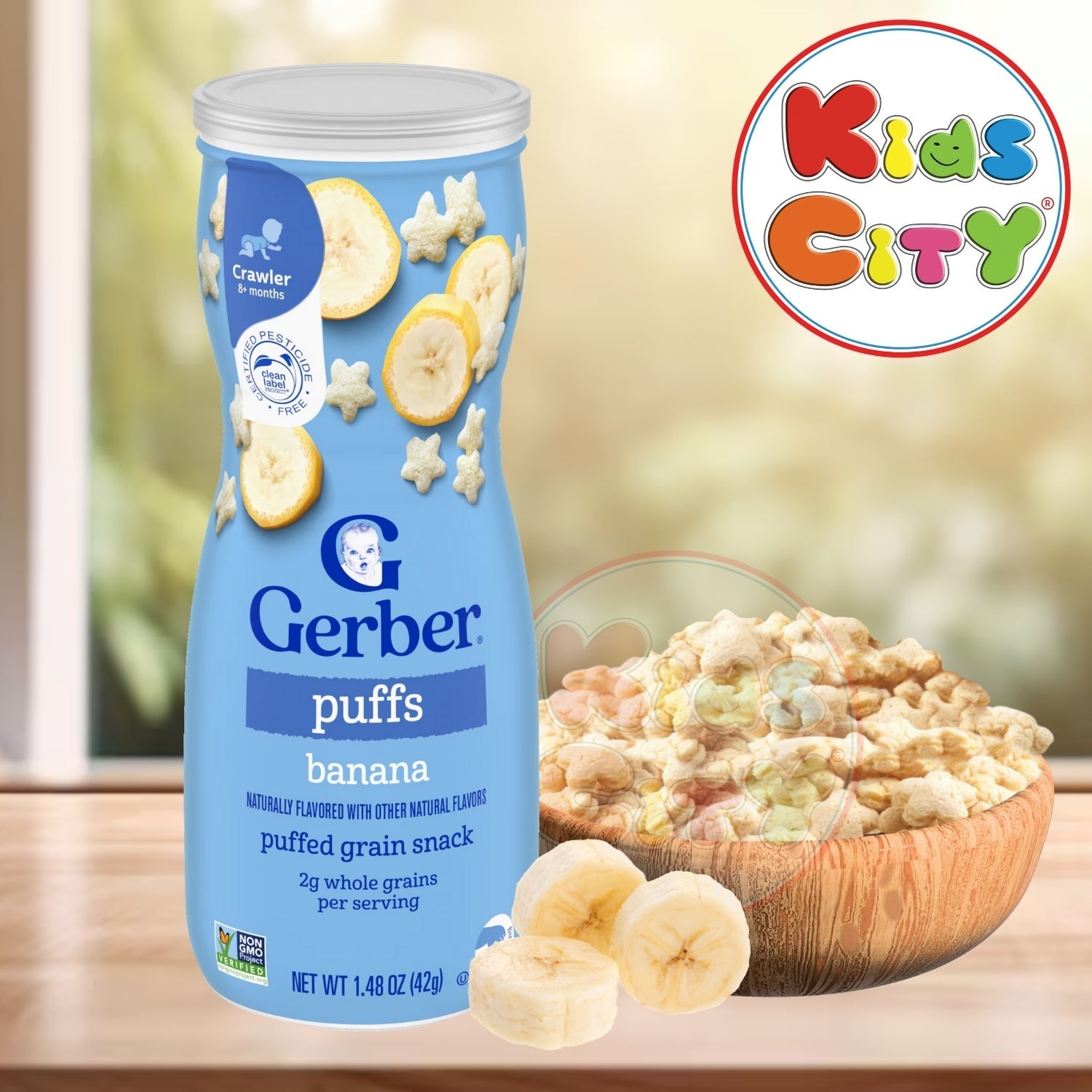 Gerber Snacks for Baby, Grain & Grow Puffs for Crawler (1.48oz) - Banana