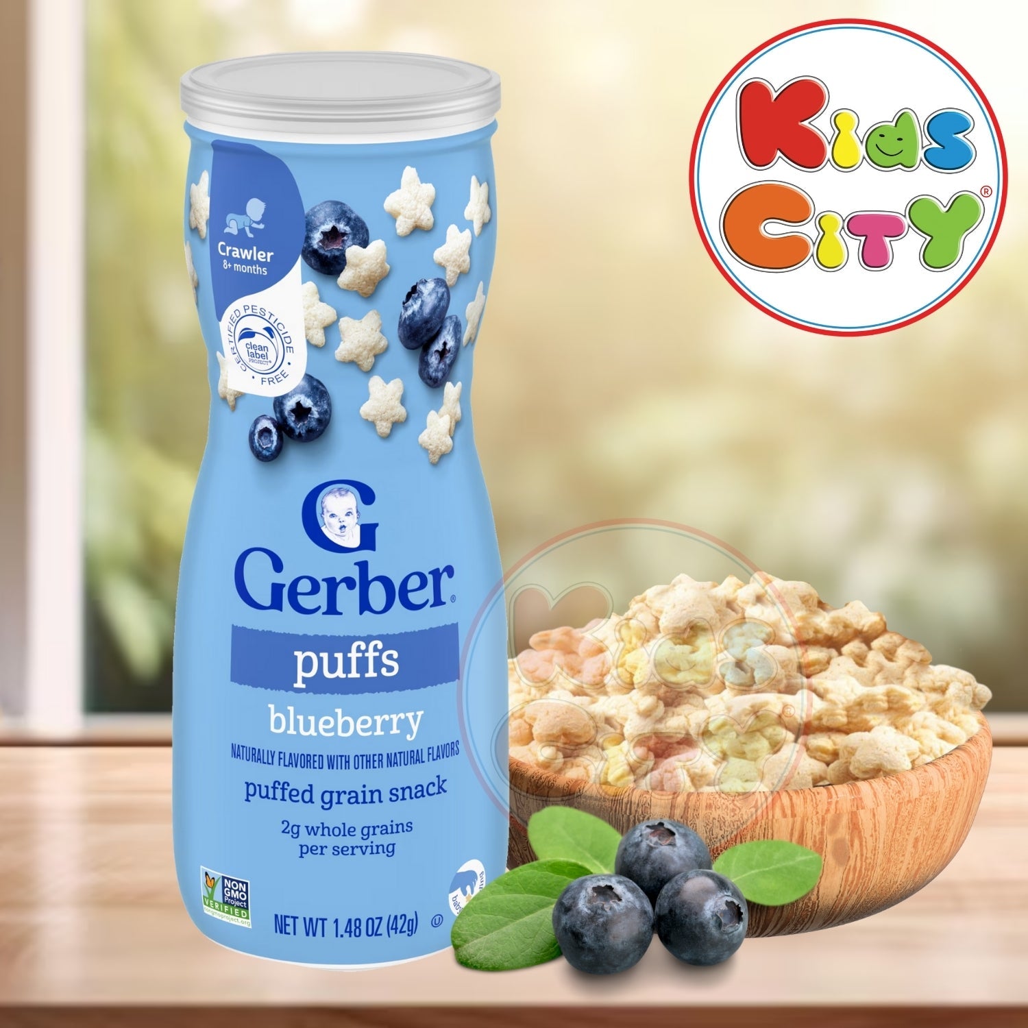 Gerber Snacks for Baby, Grain & Grow Puffs for Crawler (1.48oz) - Blueberry