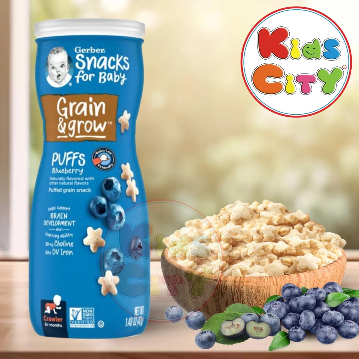 Gerber Snacks for Baby, Grain & Grow Puffs for Crawler