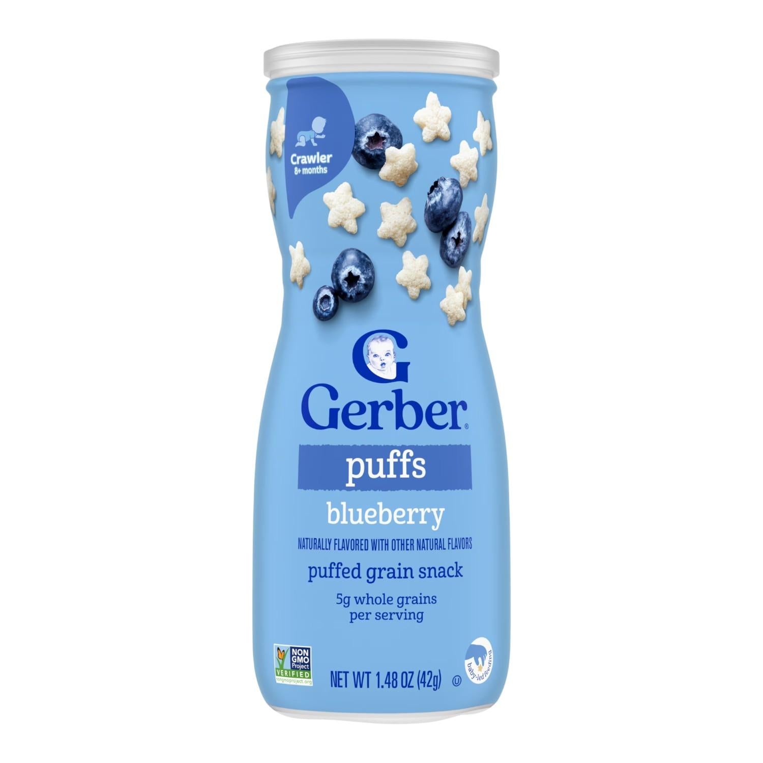 Gerber Snacks for Baby, Grain & Grow Puffs, Blueberry