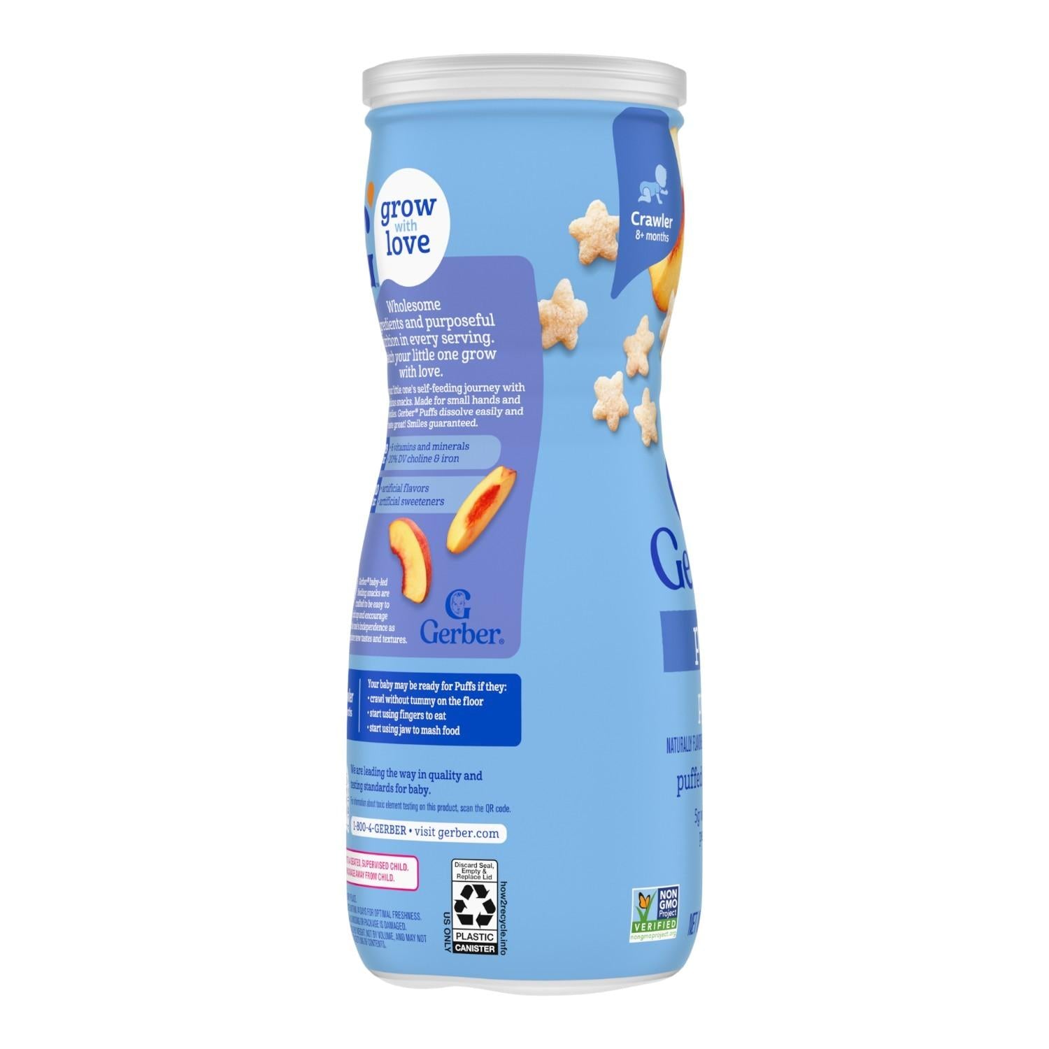 Gerber Snacks for Baby, Grain & Grow Puffs, Peach