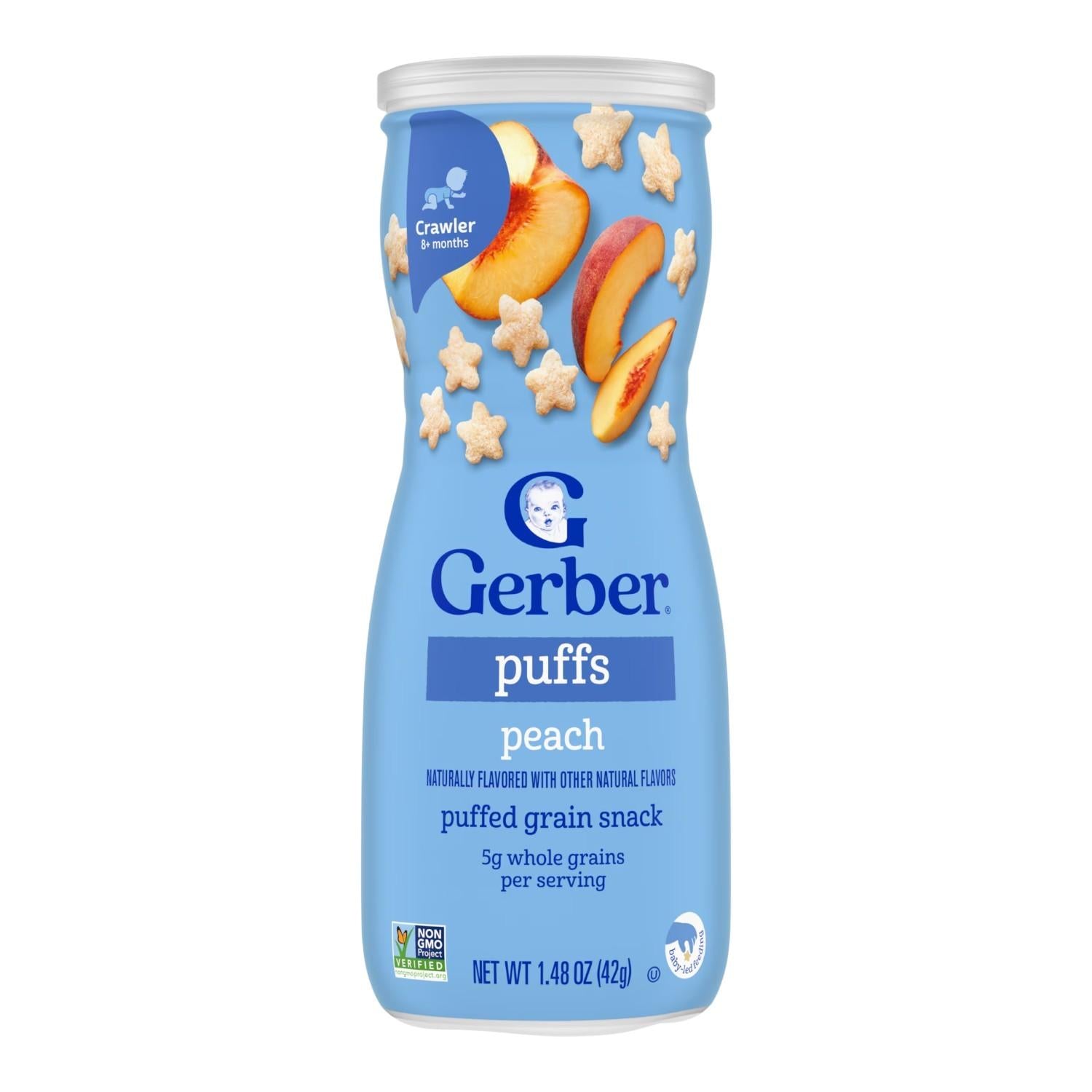 Gerber Snacks for Baby, Grain & Grow Puffs, Peach