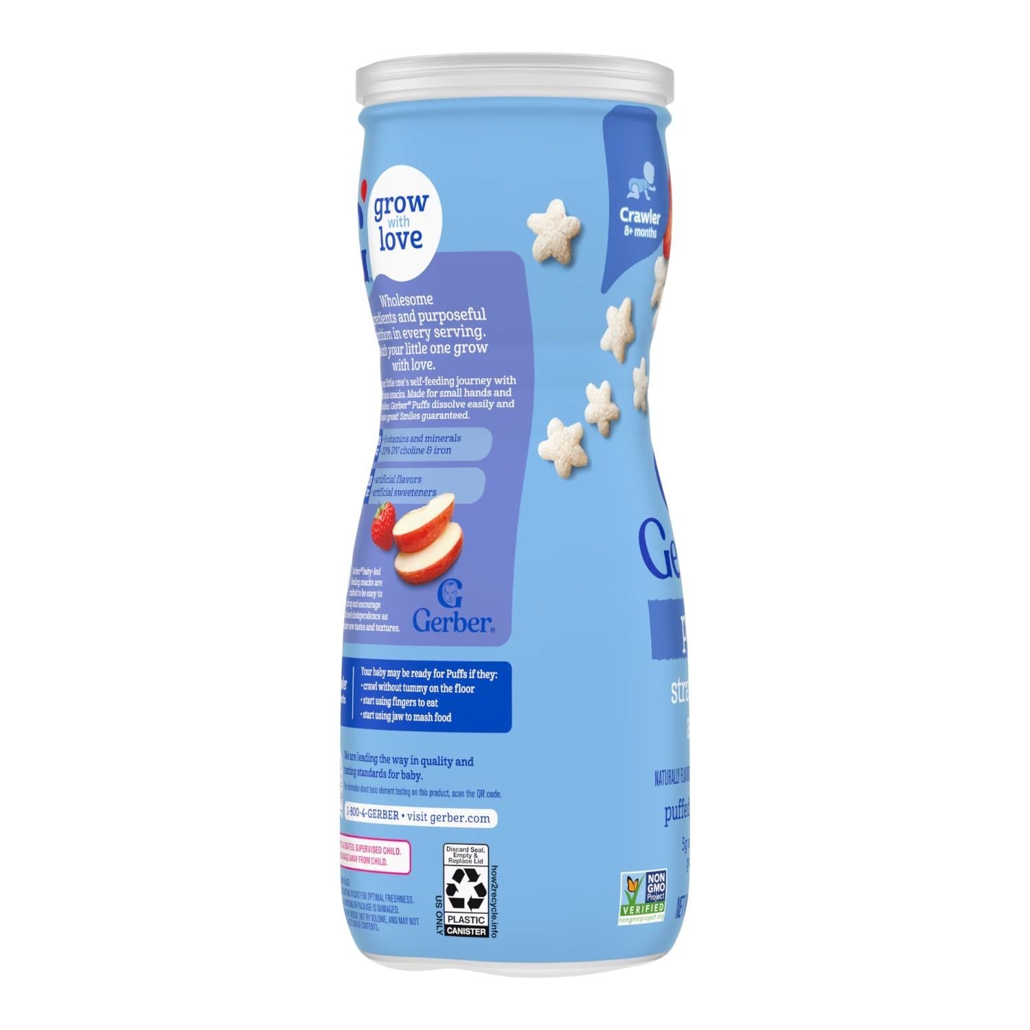 Gerber Snacks for Baby, Grain & Grow Puffs, Strawberry Apple