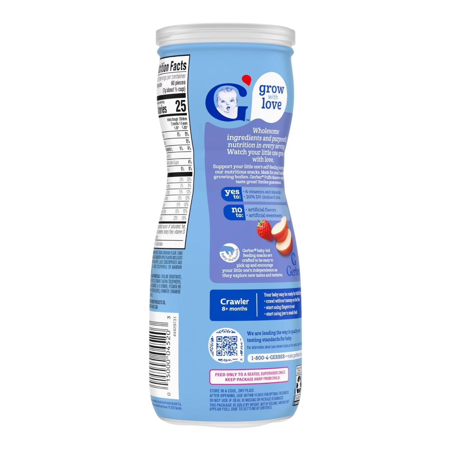 Gerber Snacks for Baby, Grain & Grow Puffs, Strawberry Apple