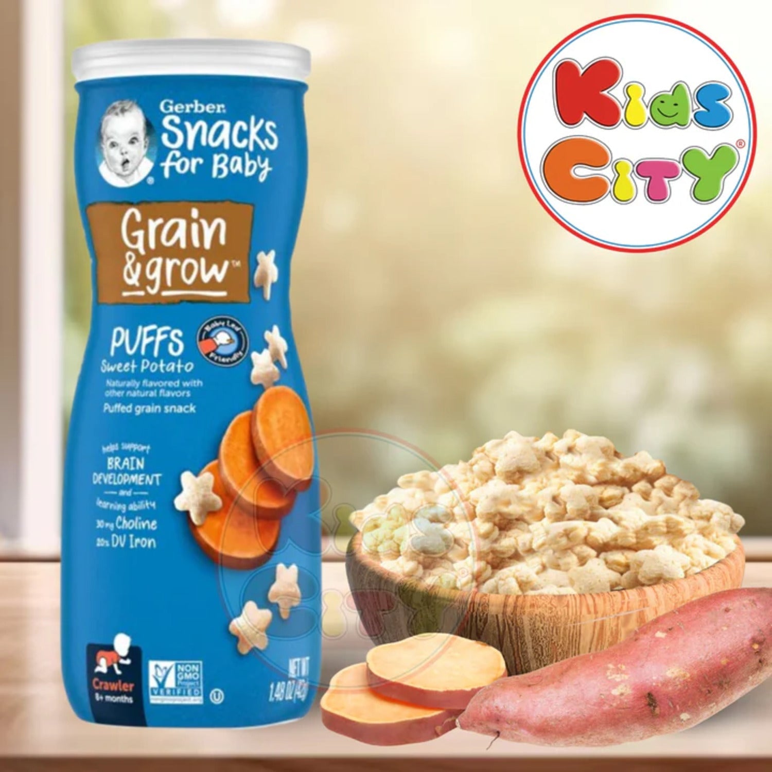 Gerber Snacks for Baby, Grain & Grow Puffs for Crawler