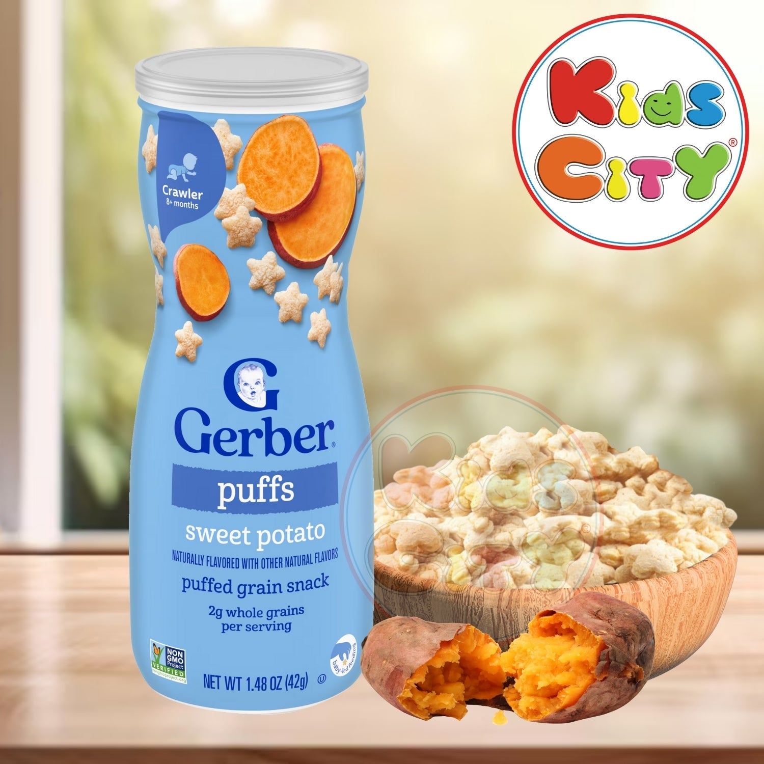 Gerber Snacks for Baby, Grain & Grow Puffs for Crawler (1.48oz) - Sweet Potato