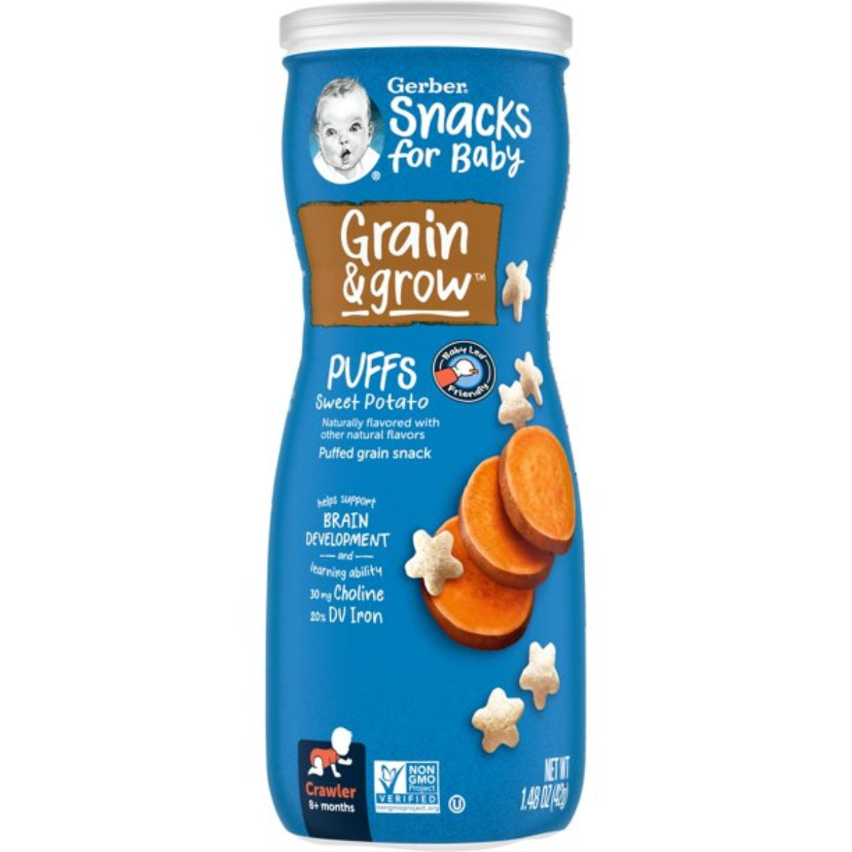 Gerber Snacks for Baby, Grain & Grow Puffs for Crawler (1.48oz) - Sweet Potato