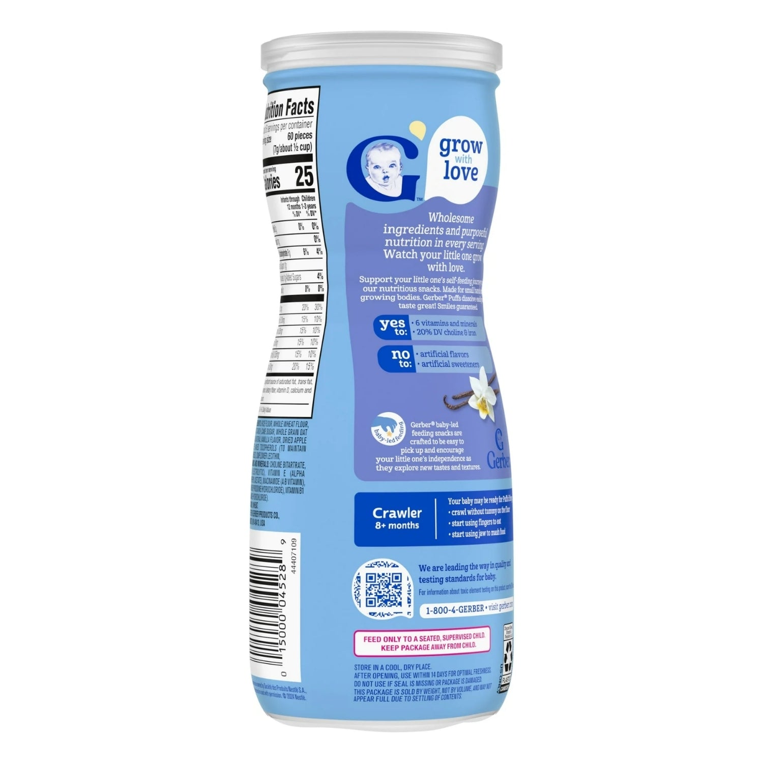 Gerber Snacks for Baby, Grain & Grow Puffs for Crawler (1.48oz) - Vanilla