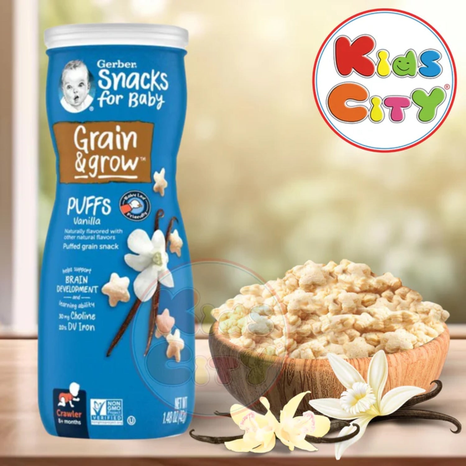 Gerber Snacks for Baby, Grain & Grow Puffs for Crawler