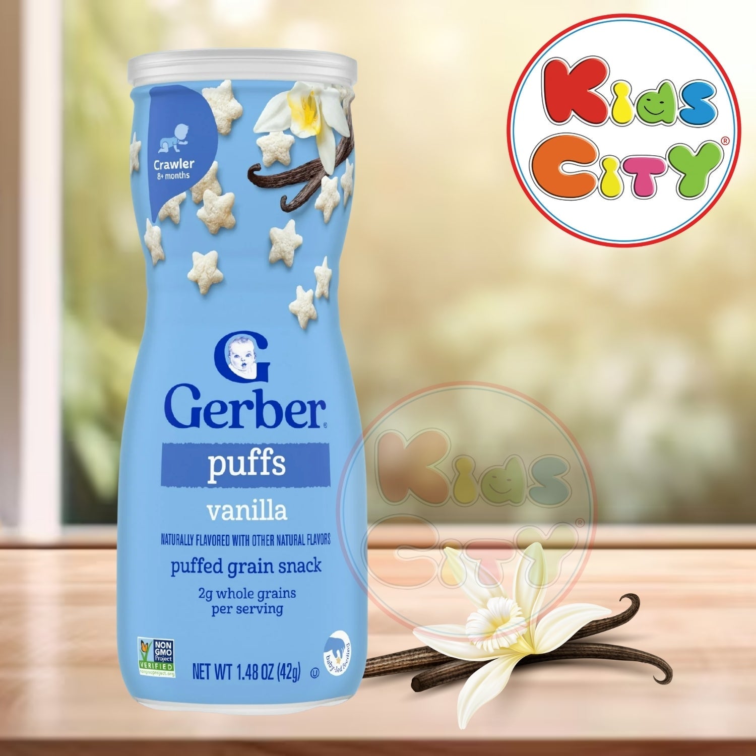 Gerber Snacks for Baby, Grain & Grow Puffs for Crawler (1.48oz) - Vanilla