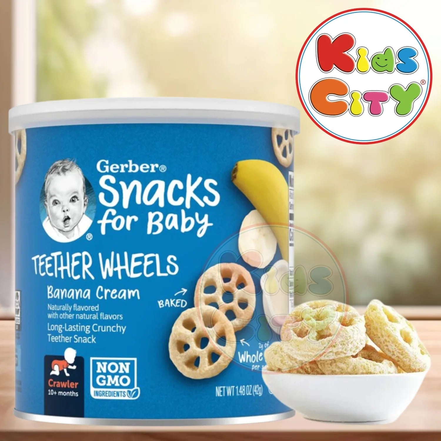 Gerber Snacks for Baby, Teether Wheels for Crawler (1.48oz) - Banana Cream