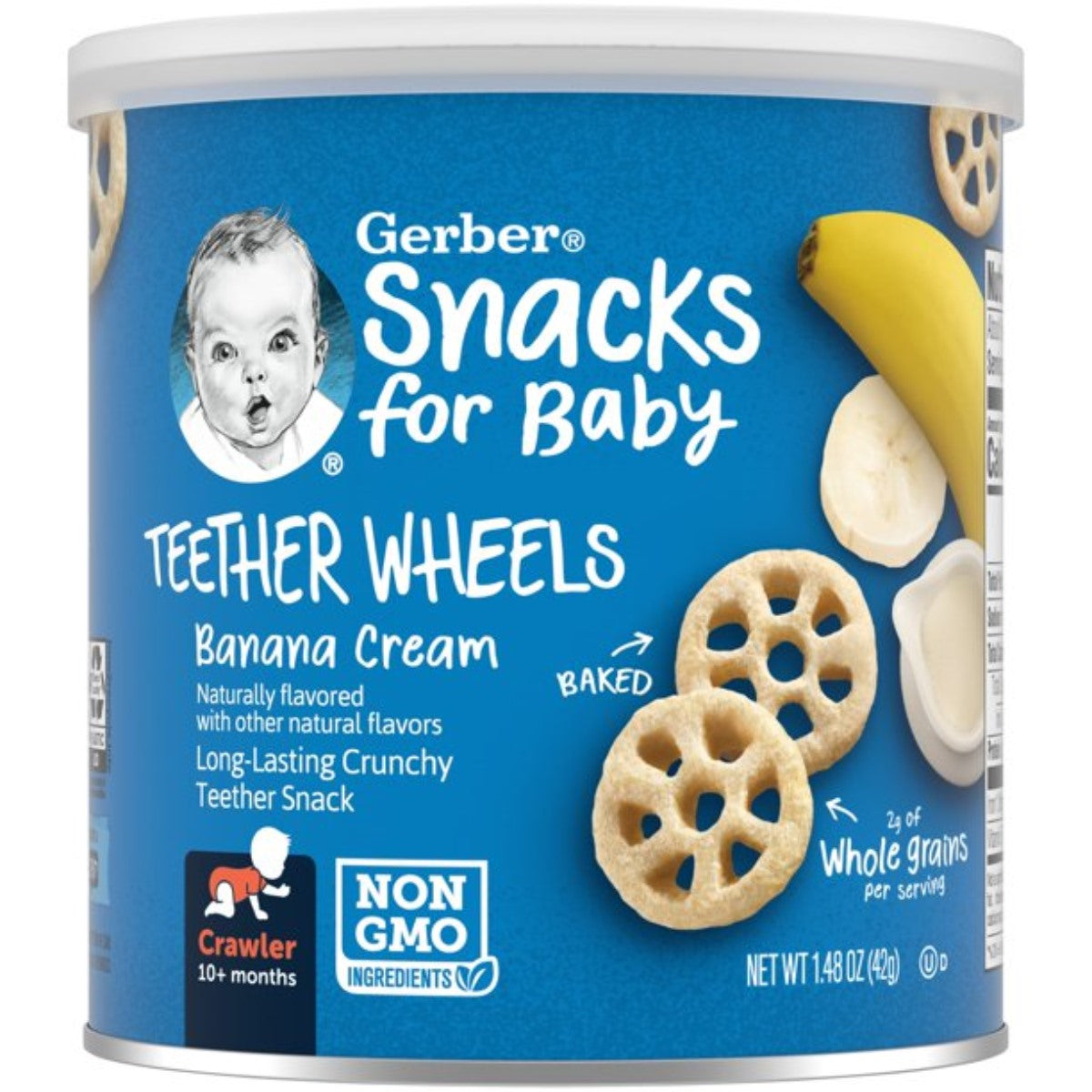 Gerber Snacks for Baby, Teether Wheels for Crawler (1.48oz) - Banana Cream