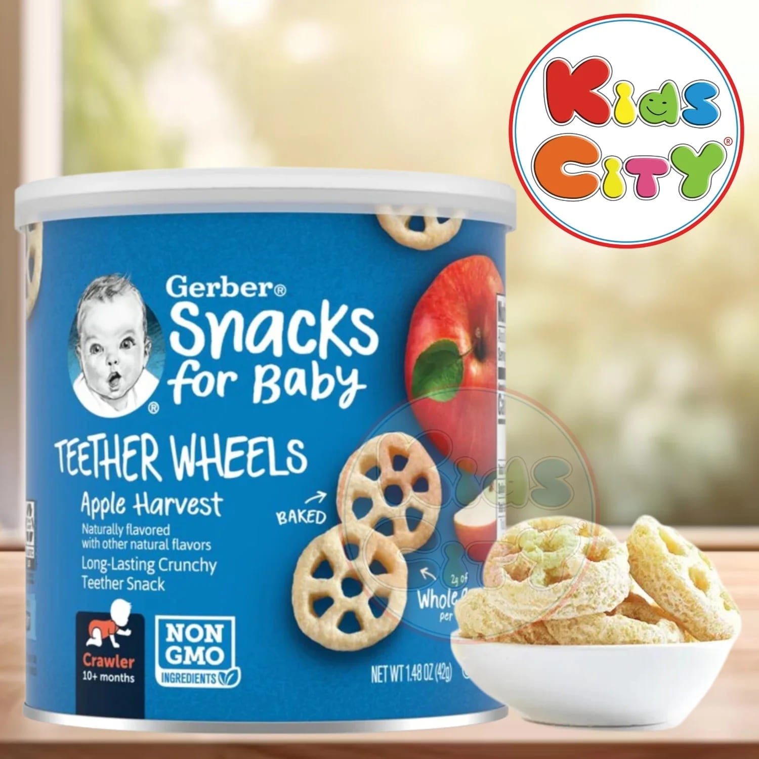 Gerber Snacks for Baby, Teether Wheels for Crawler (1.48oz) - Apple Harvest
