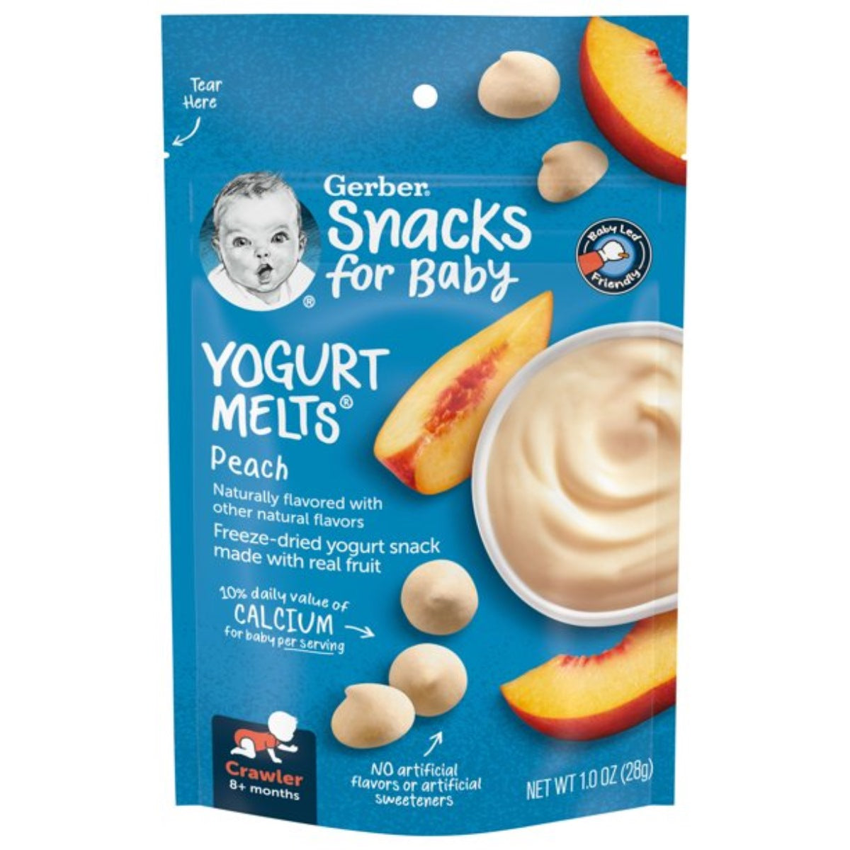 Gerber Snacks for Baby, Yogurt Melts for Crawler, Peach