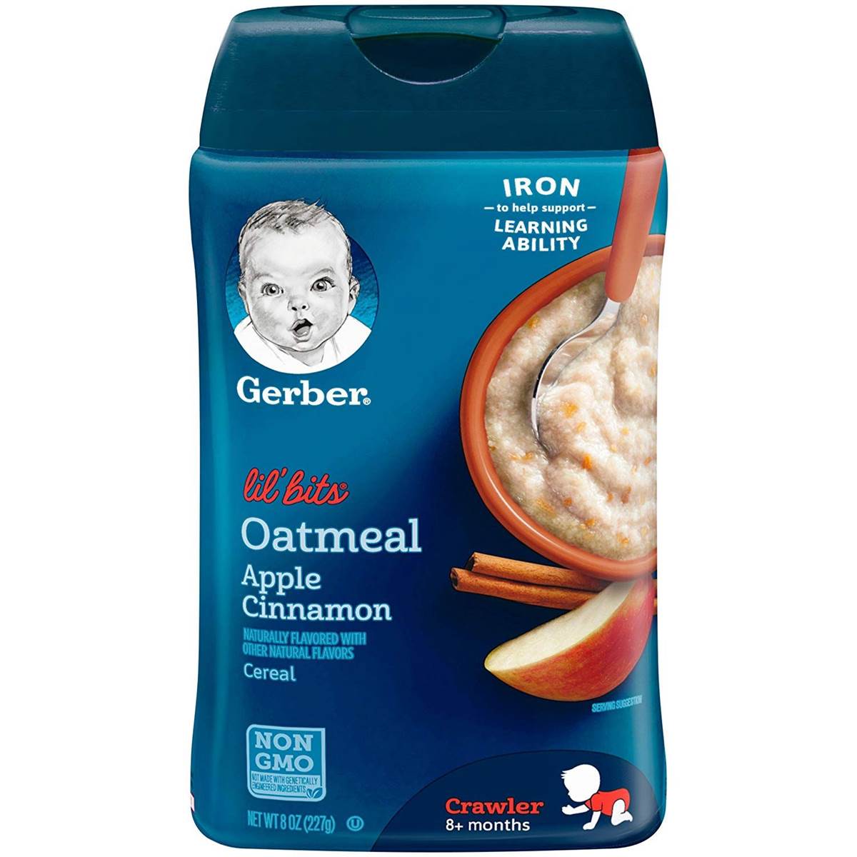 Gerber Cereal for Baby, Lil Bits (8oz) Oatmeal Apple Cinnamon Cereal (Pack of 1)