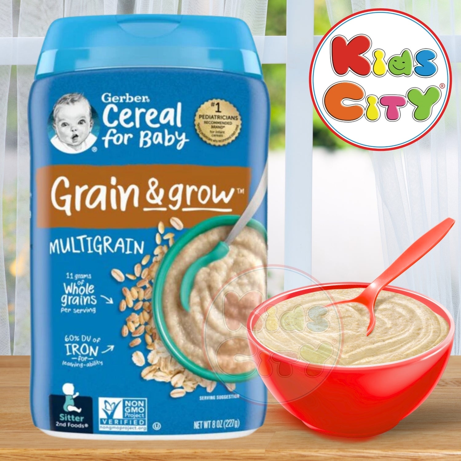 Gerber Cereal for Baby, Grain & Grow, Multigrain for Sitter (8oz)