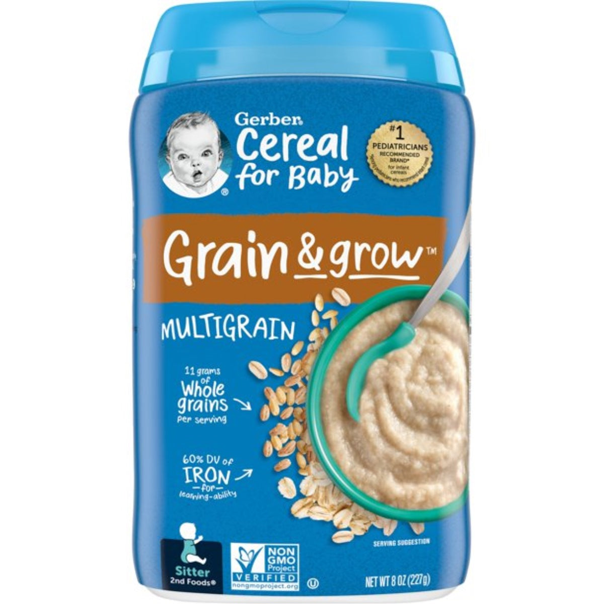 Gerber Cereal for Baby, Grain & Grow, Multigrain for Sitter (8oz)