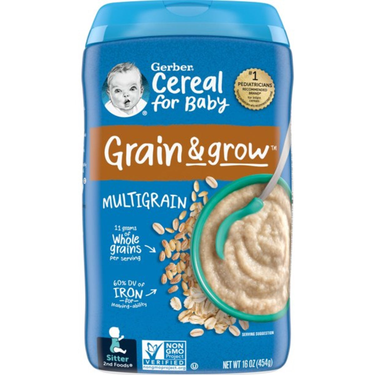 Gerber Cereal for Baby, Grain & Grow, Multigrain for Sitter (16oz)