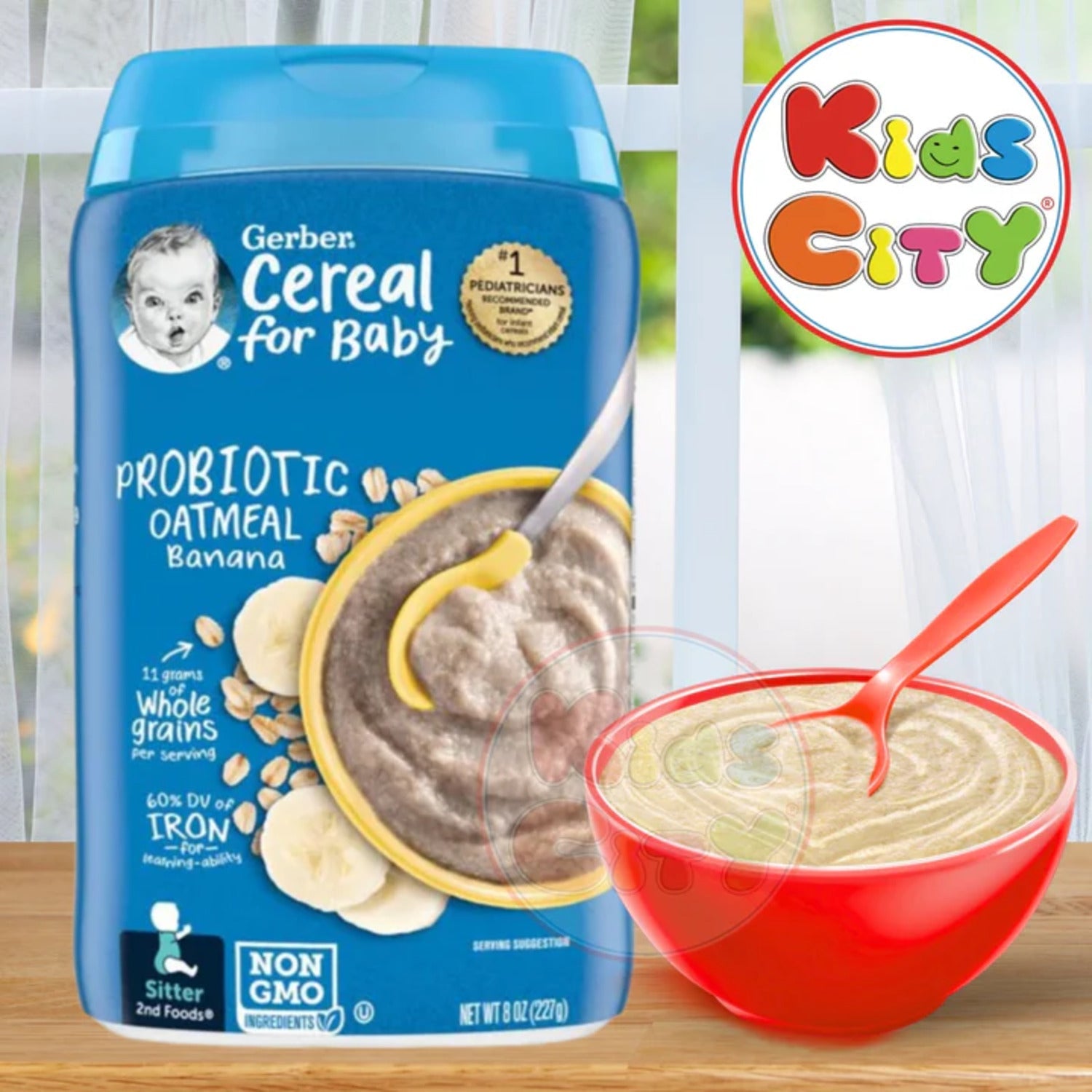 Gerber Cereal for Baby, Probiotic Oatmeal Banana for Sitter