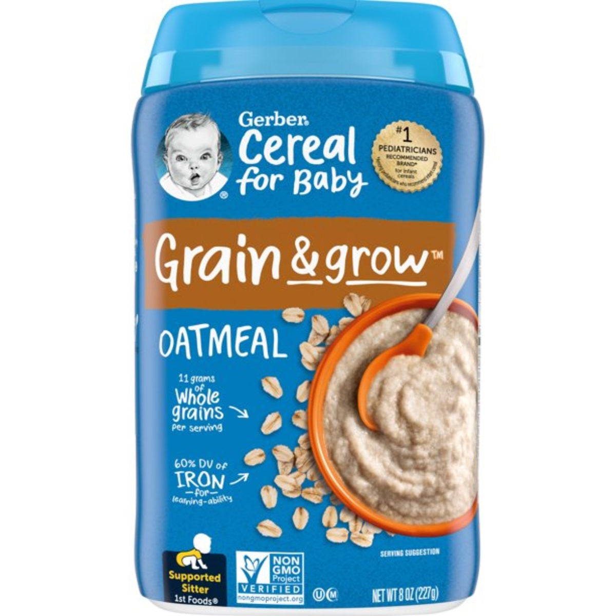 Gerber Cereal for Baby, Grain & Grow, Oatmeal for Supported Sitter (8oz)