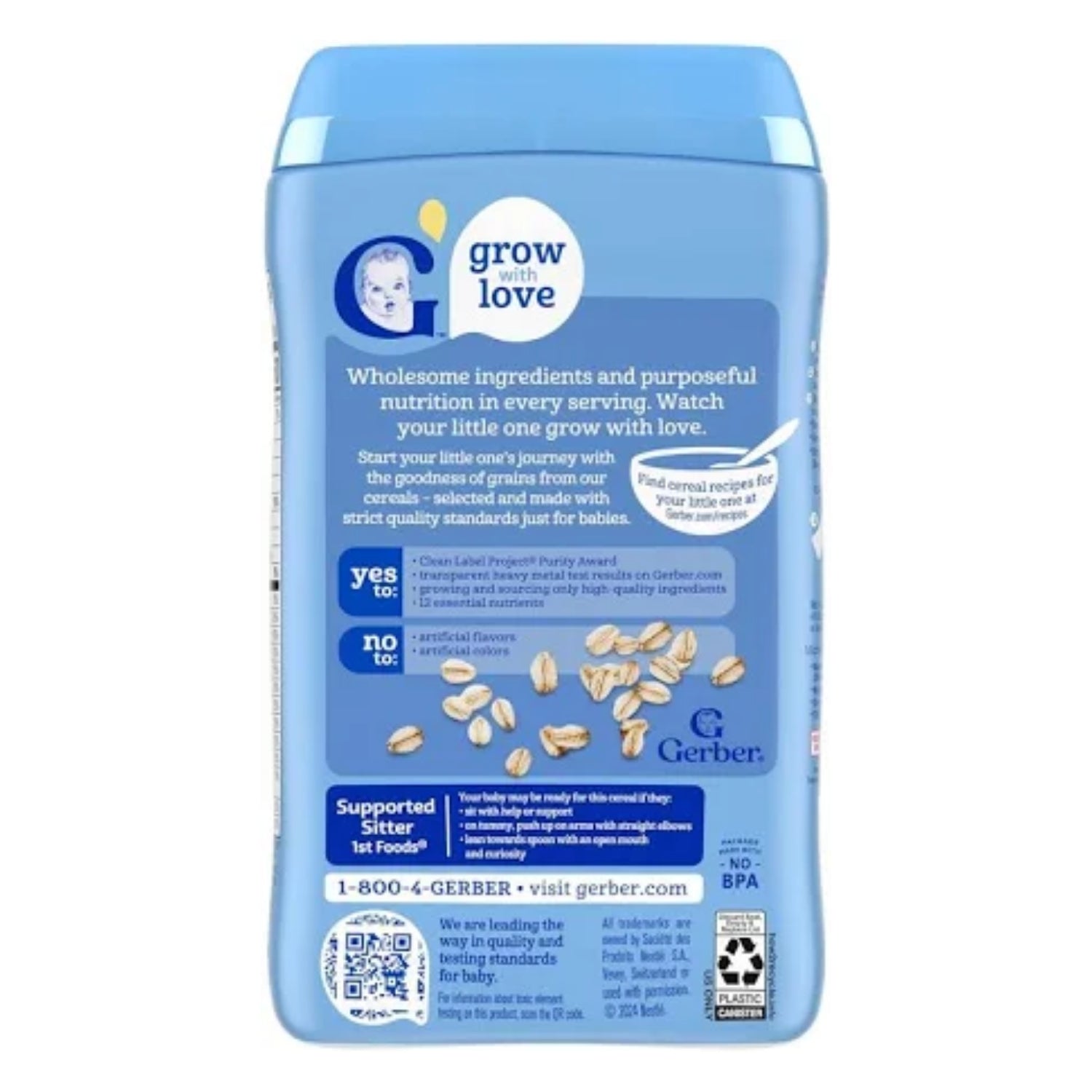 Gerber Cereal for Baby, Grain & Grow, Oatmeal for Supported Sitter (16oz)