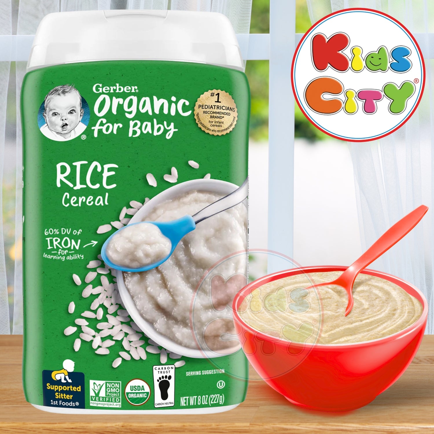 Gerber Cereal for Baby, Organic Rice Cereal for Supported Sitter 8oz