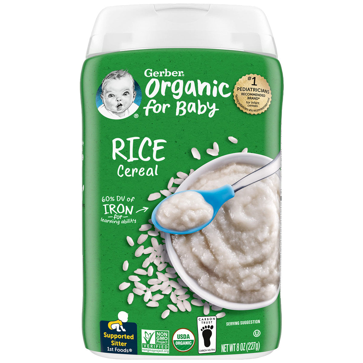 Gerber Cereal for Baby, Organic Rice Cereal for Supported Sitter