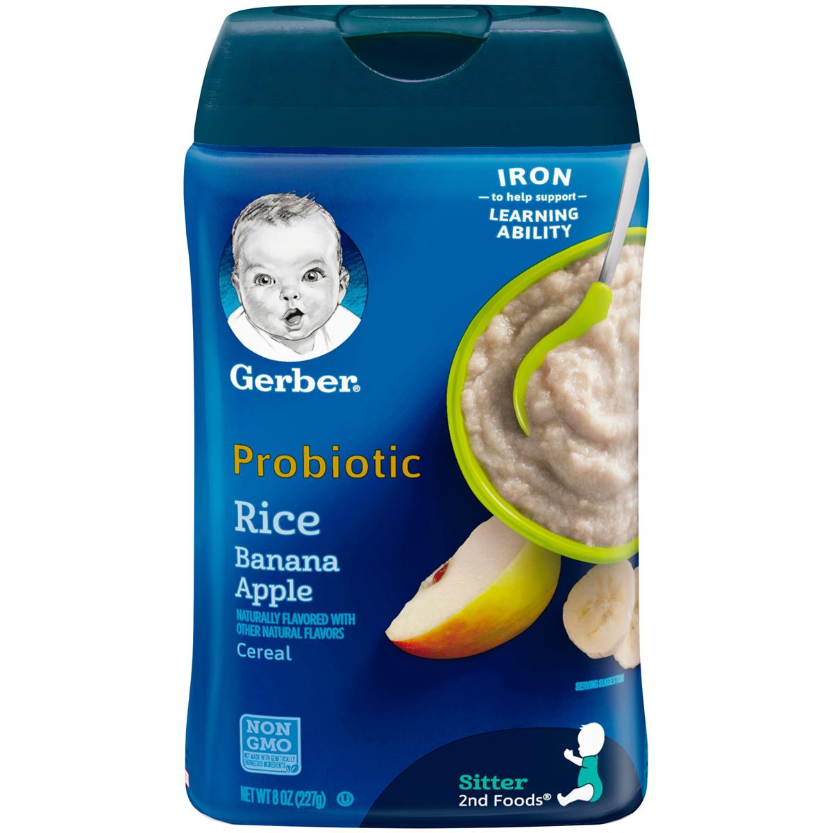 Gerber Cereal for Baby, Probiotic Rice & Banana Apple (8oz) (Pack of 1)