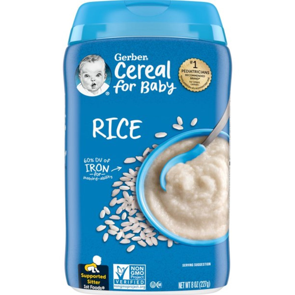 Gerber Cereal for Baby, Rice for Supported Sitter (8oz)