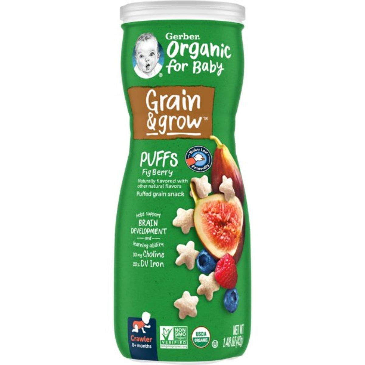 Gerber Organic for Baby, Grow & Grain Puffs, Fig Berry