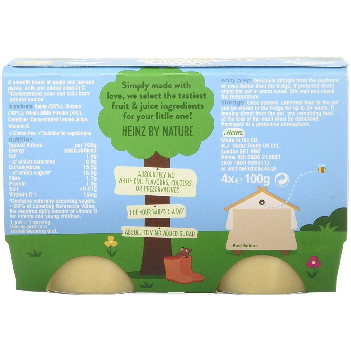 Heinz by Nature (4 pack) Fruity Banana Custard - 400g (4x100g)