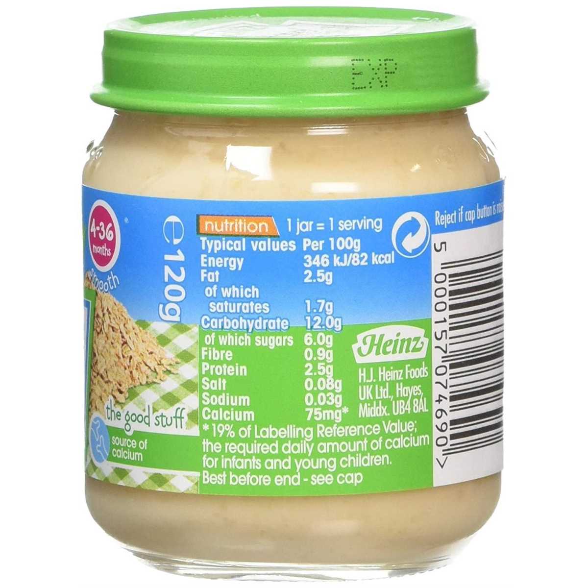 Heinz By Nature Baby Puree Bottle, Creamy Oat Porridge - 120g