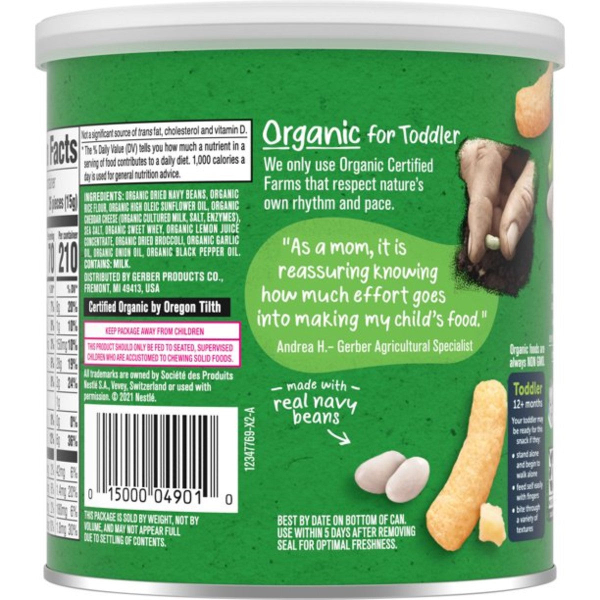 Gerber Organic Lil Crunchies White Cheddar Broccoli