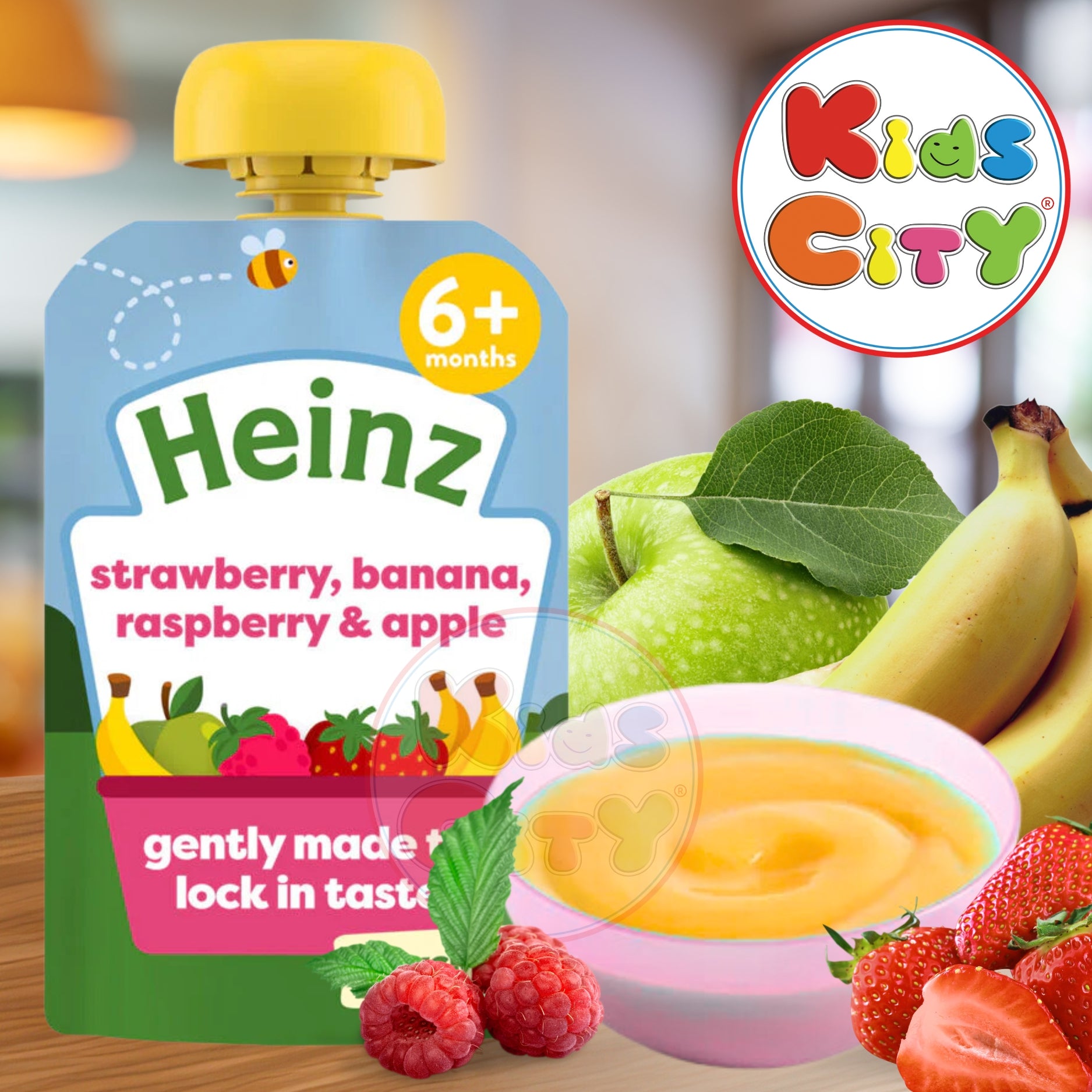 Heinz Baby Puree, Strawberry, Banana, Rasberry & Apple (6m+) - 100g