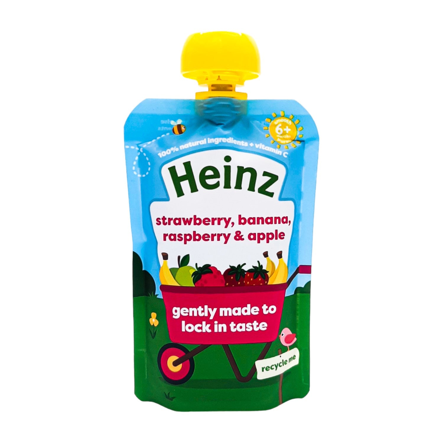 Heinz Baby Puree, Strawberry, Banana, Rasberry & Apple (6m+) - 100g