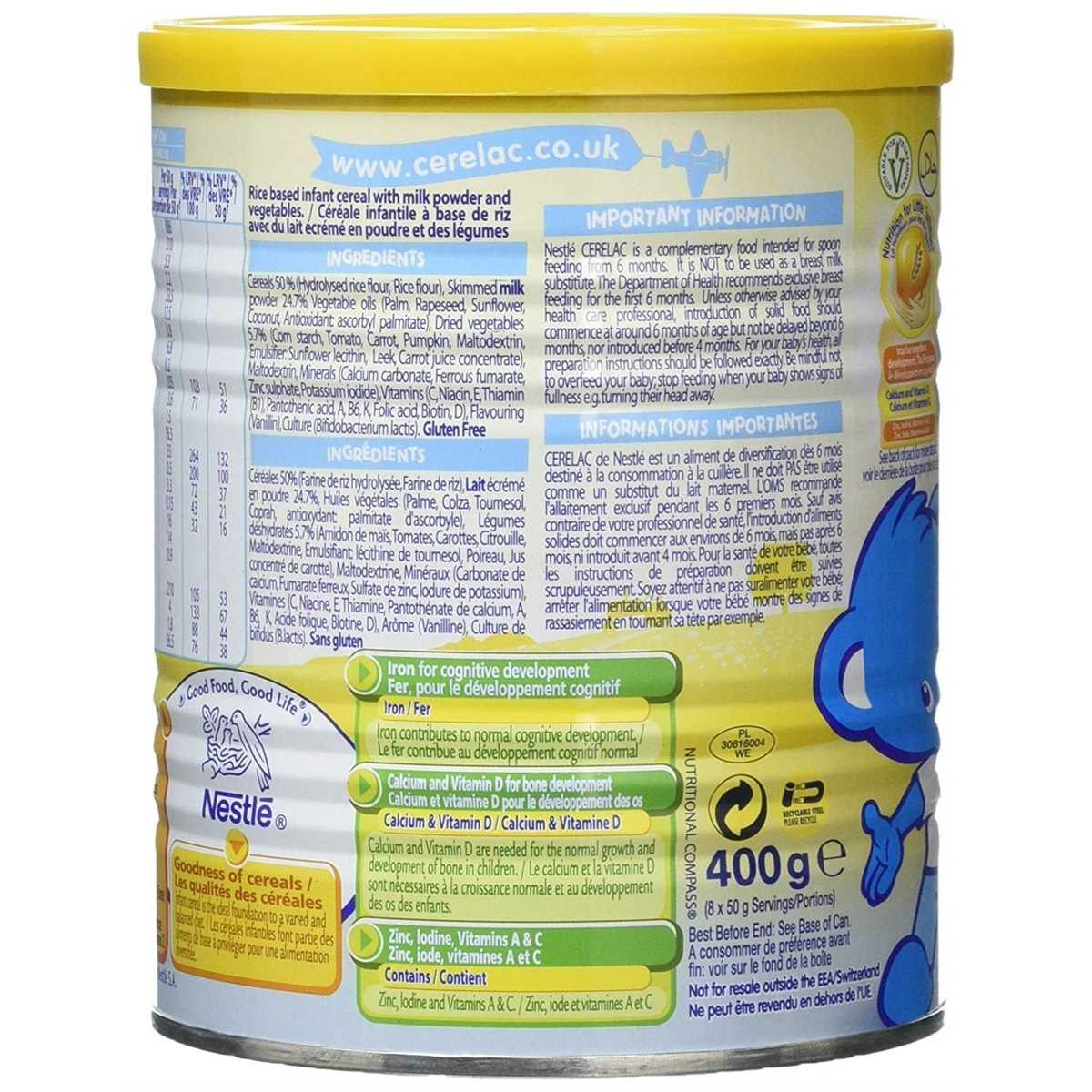 Nestle Cerelac Mixed Vegetables & Rice With Milk (7m+) - 400g (Imported)