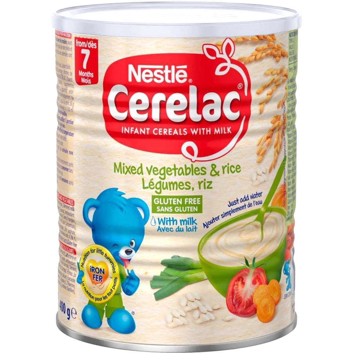 Nestle Cerelac Mixed Vegetables, Rice With Milk 7m, 400g Imported