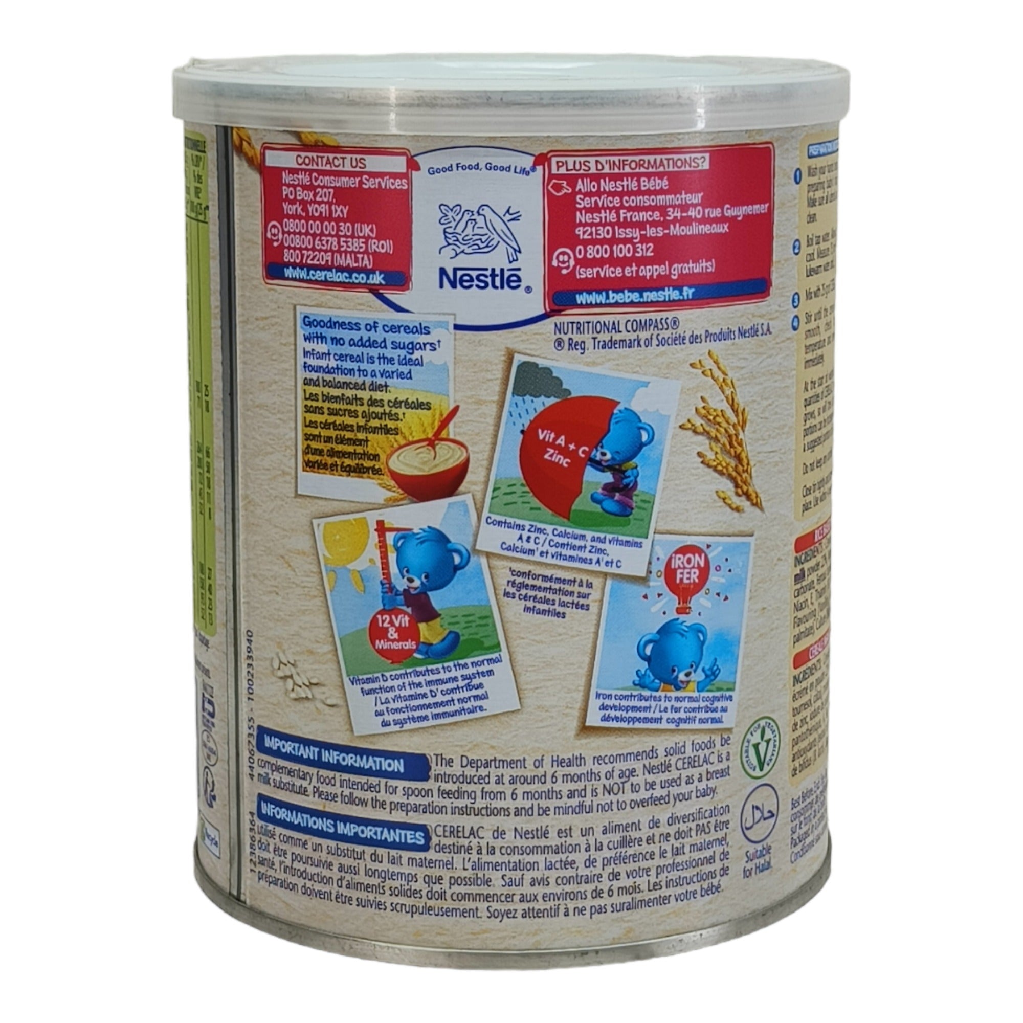 Nestle Cerelac Baby Rice (Riz) With Milk (6m+) - 400g (Gluten Free)