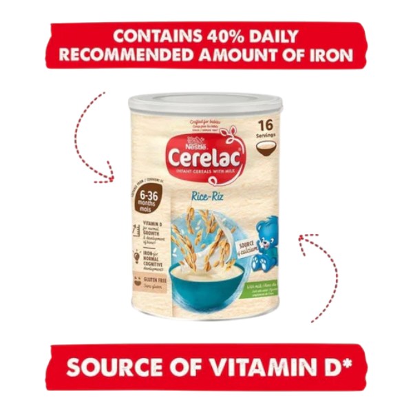 Nestle Cerelac Baby Rice (Riz) With Milk (6m+) - 400g (Gluten Free)