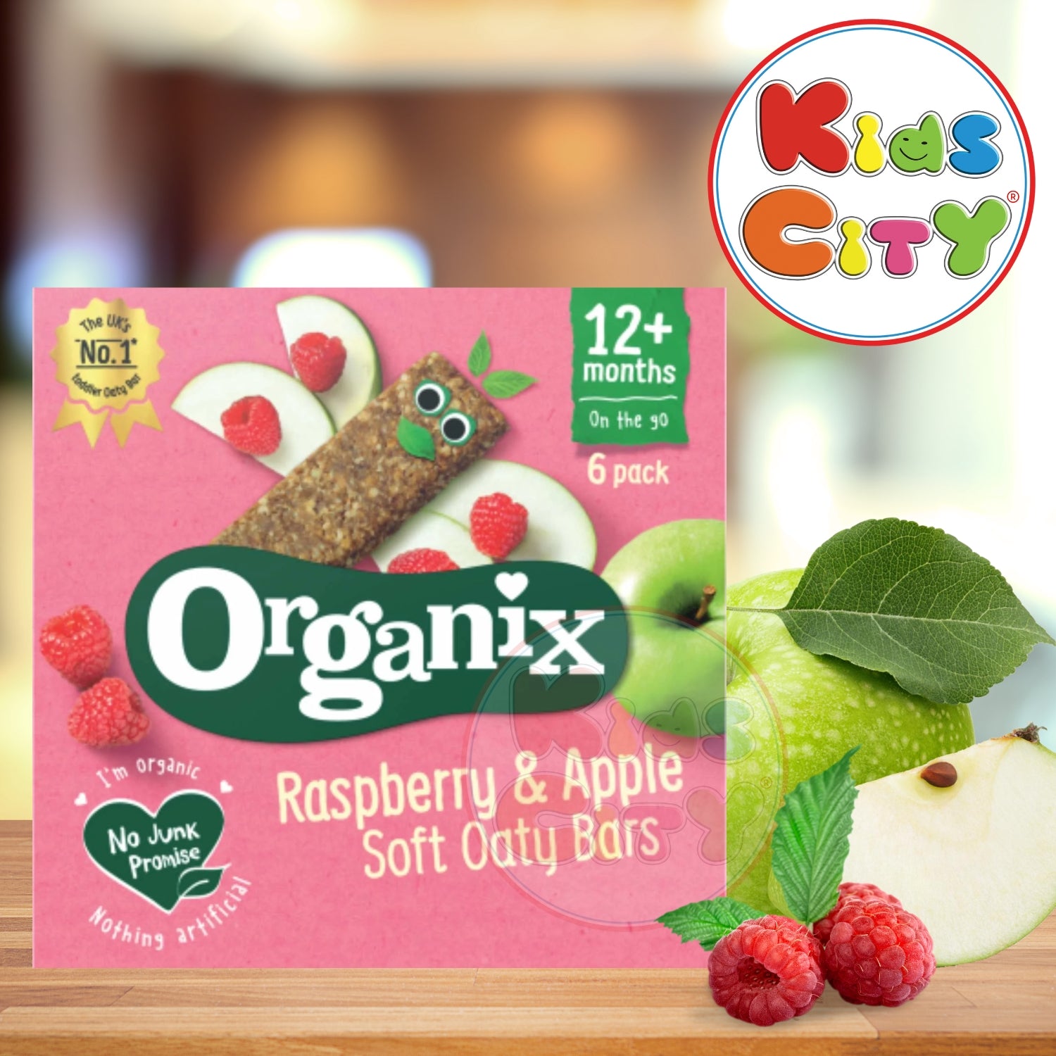 Organix Soft Oaty Bars, Rasberry and Apple (12m+) - 180g (6x30g)