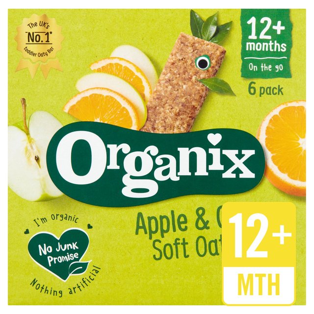 Organix Soft Oaty Bars, Apple, Orange 12m, 180g 6x30g