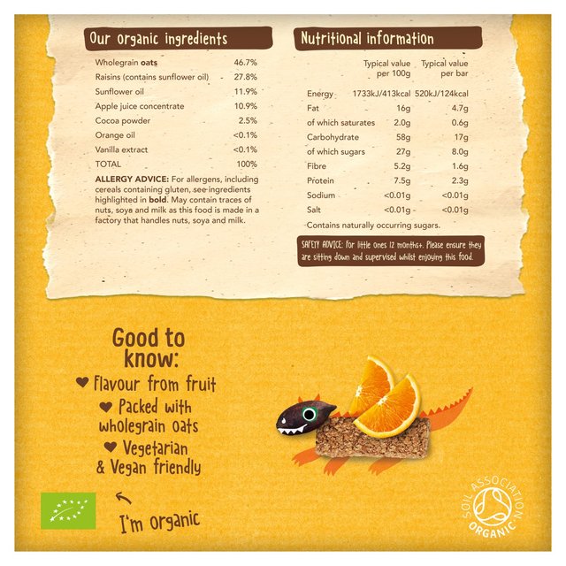 Organix Soft Oaty Bars, Choco Orange (12m+) - 180g (6x30g)