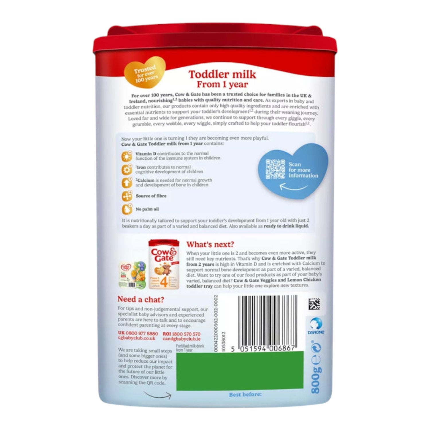 Cow & Gate Stage 3, Toddler Milk (1y+) 800g (Pack of 1)