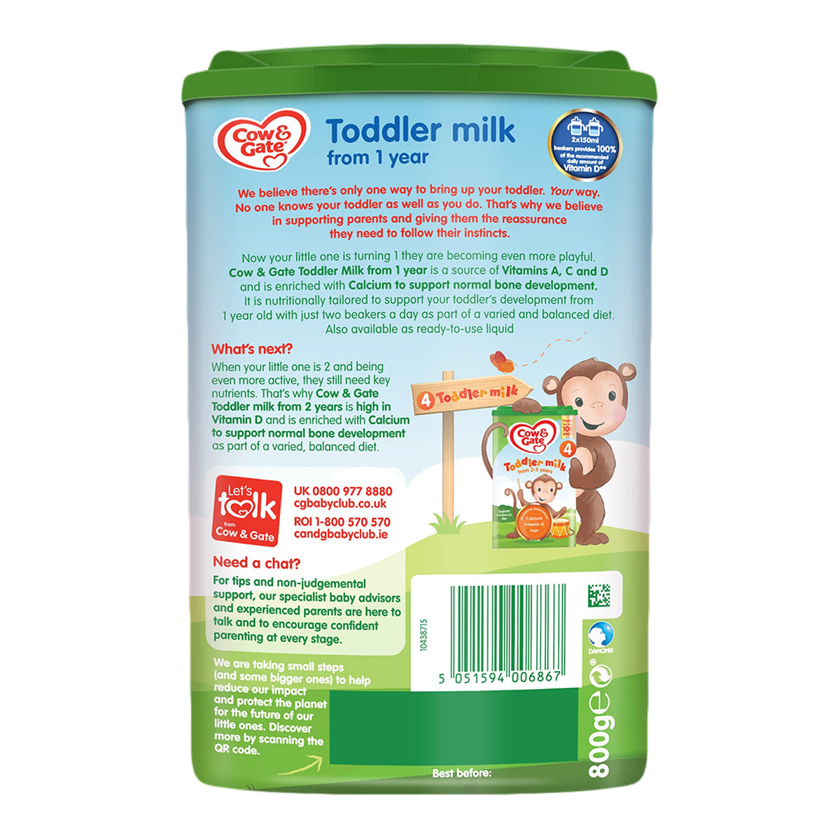 Cow & Gate Stage 3, Toddler Milk - 800g