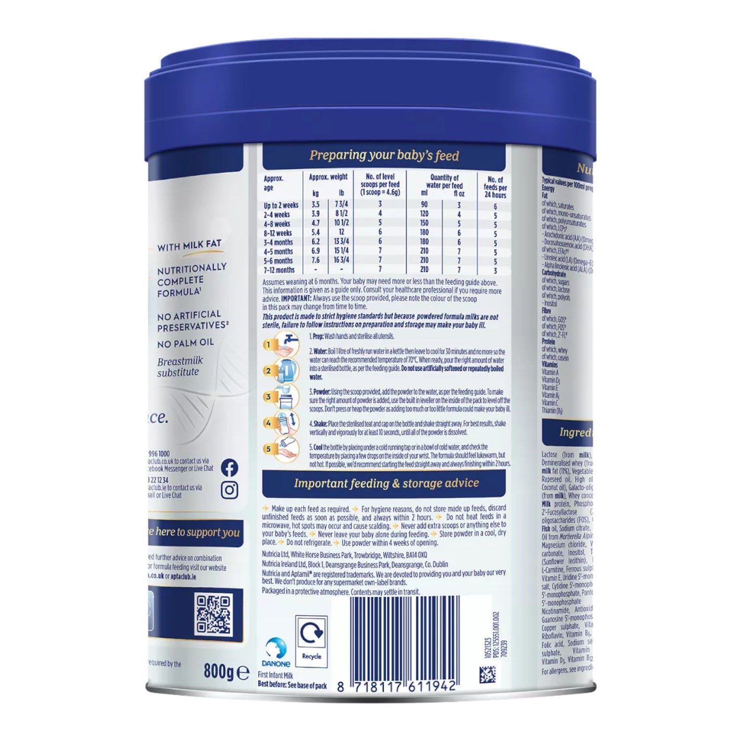Aptamil Advanced 1 First Infant Milk (0m+) 800g (Pack of 1)