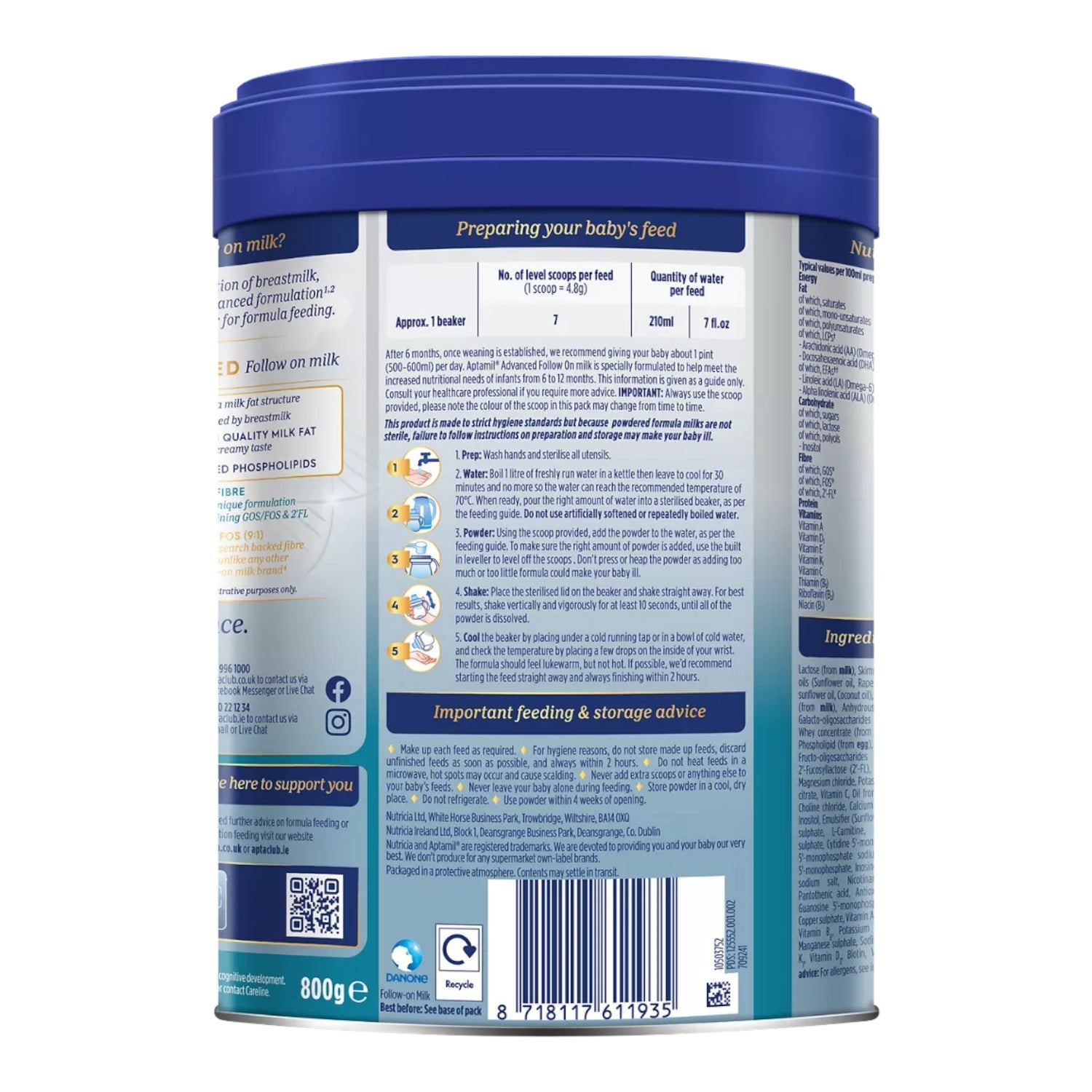 Aptamil Advanced 2 Follow on Milk (6-12m) 800g (Pack of 1)