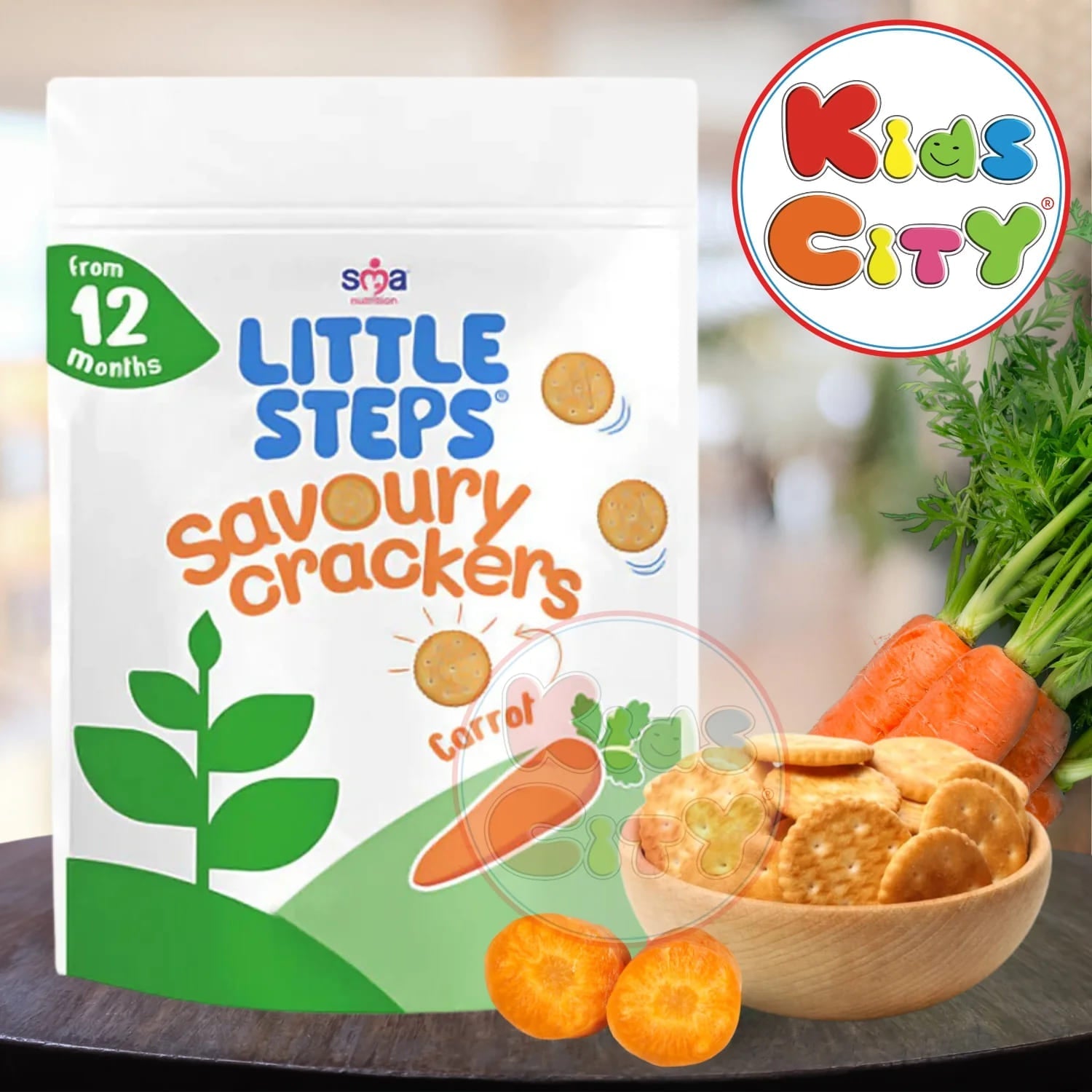 SMA Nutrition Little Steps Savoury Crackers Carrot 12m, 100g