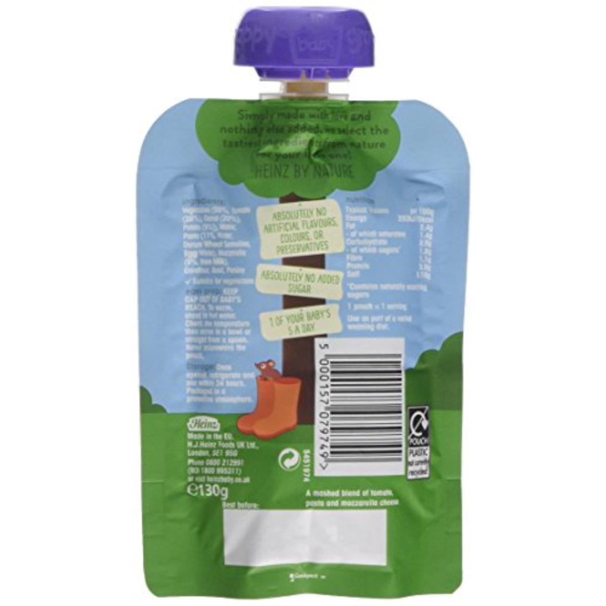 Heinz Baby Food Pouch, Tomato Mozzarella Pasta Shapes - 100g