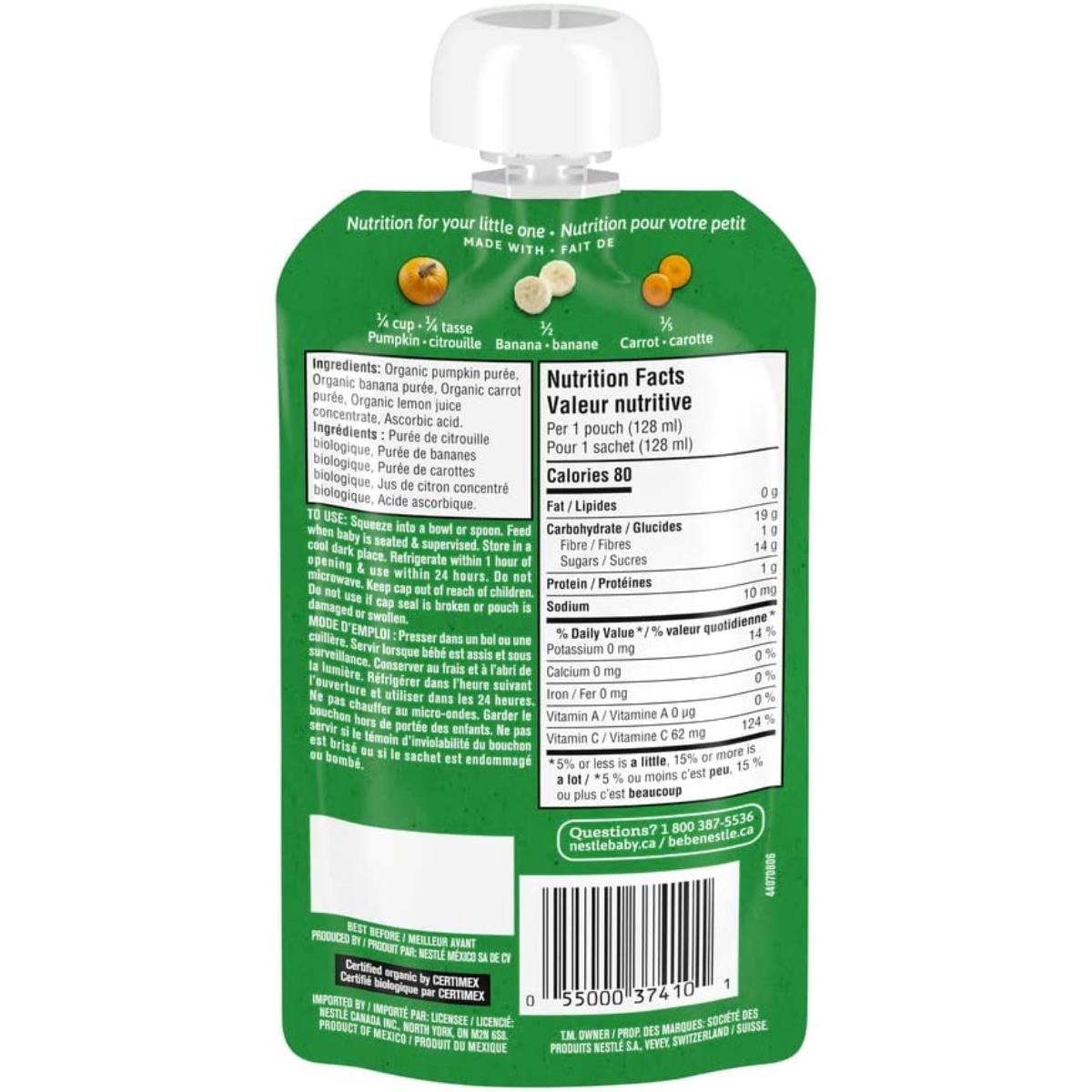 Gerber Organic Baby Puree, Pumpkin Banana Carrot