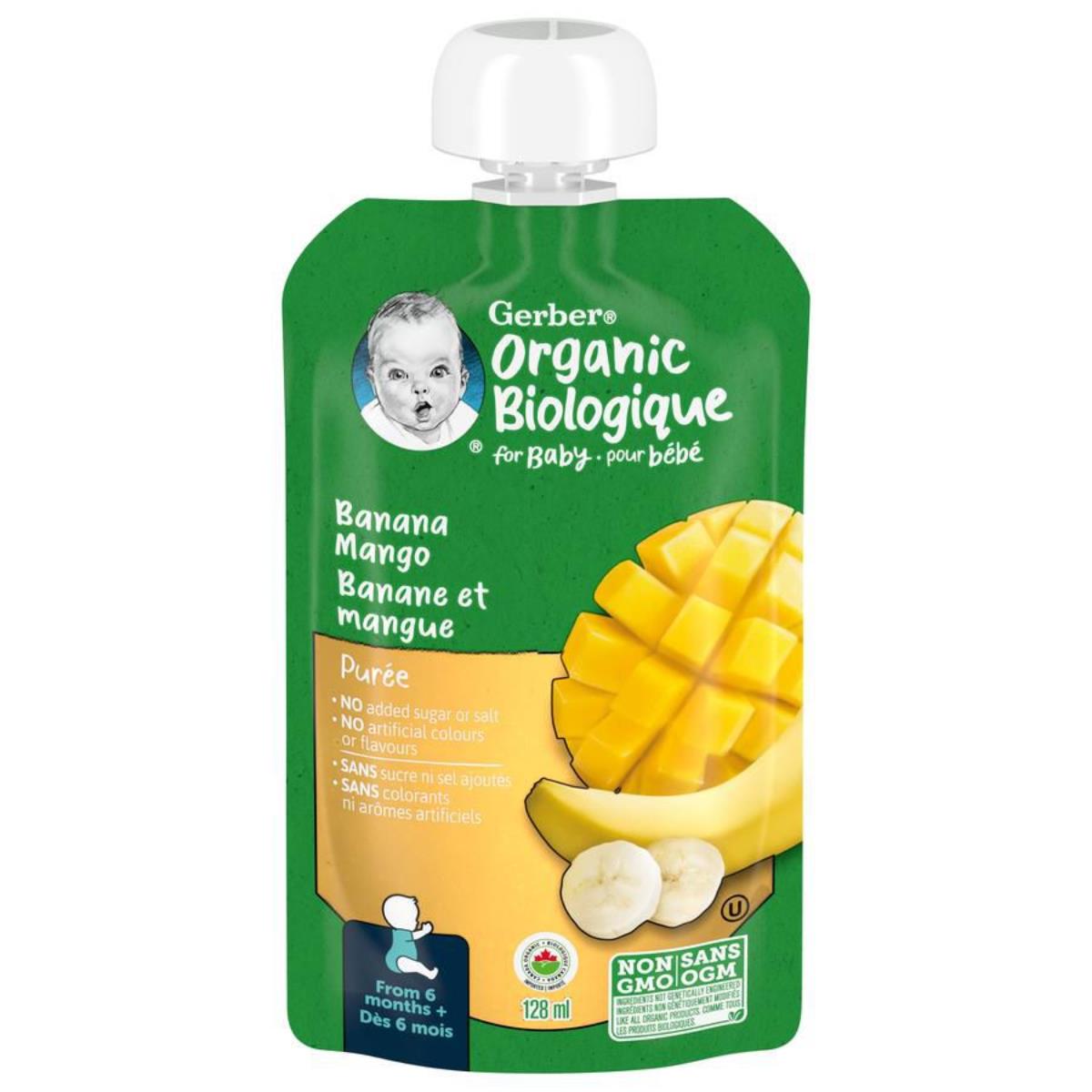 Gerber Organic Biologique for Baby, 2nd Foods for Sitter, 128ml, Banana Mango